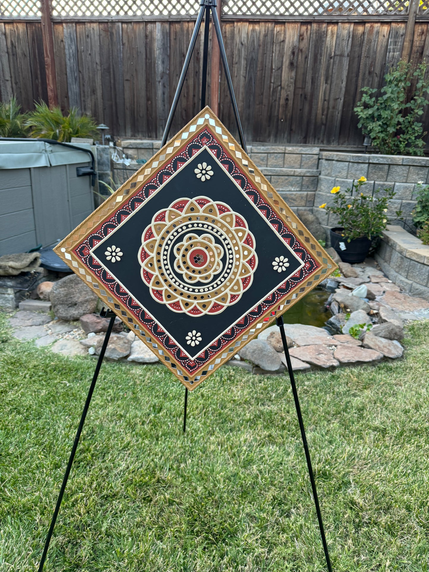 Gorgeous Hand Painted 18 inch Lippan Wall Art