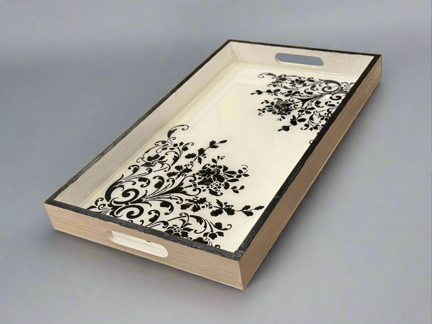 Beautiful, artistic Hand Painted Wooden Tray with handles