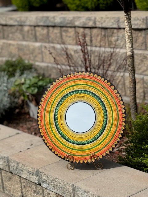 Gorgeous 18 inch Dot Mandala Wall Art with center mirror