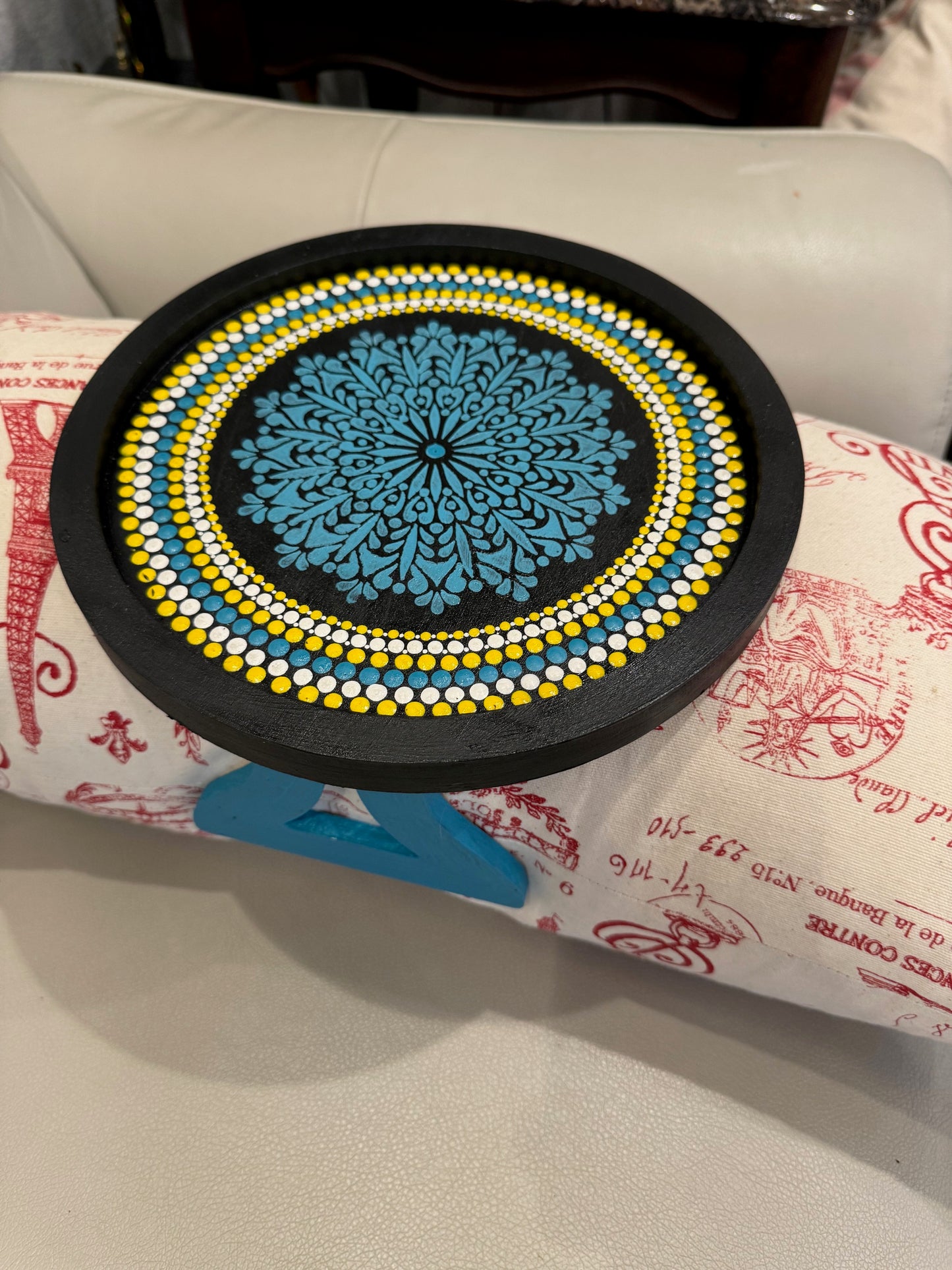Hand painted Dot Mandala Sofa Armrest Clip Tray Table