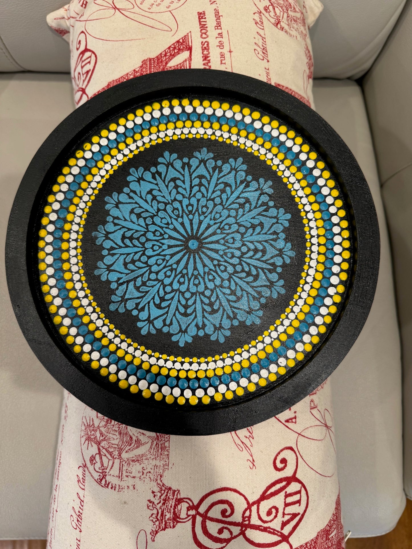 Hand painted Dot Mandala Sofa Armrest Clip Tray Table