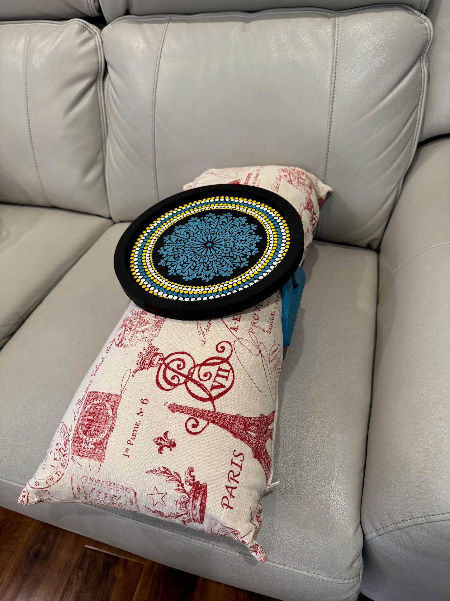 Hand painted Dot Mandala Sofa Armrest Clip Tray Table