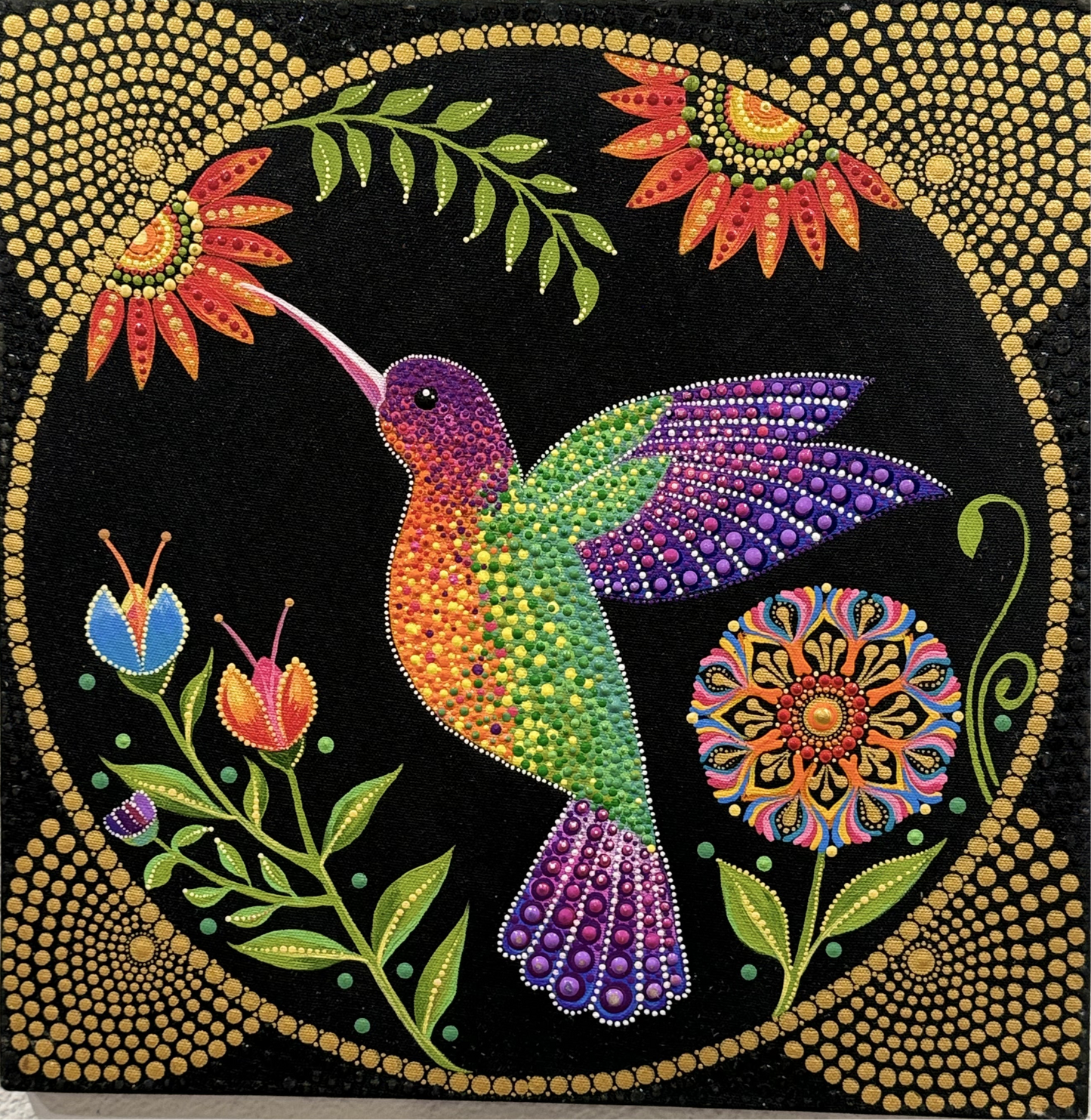 Gorgeous Hand Painted Dot Painting Wall art
