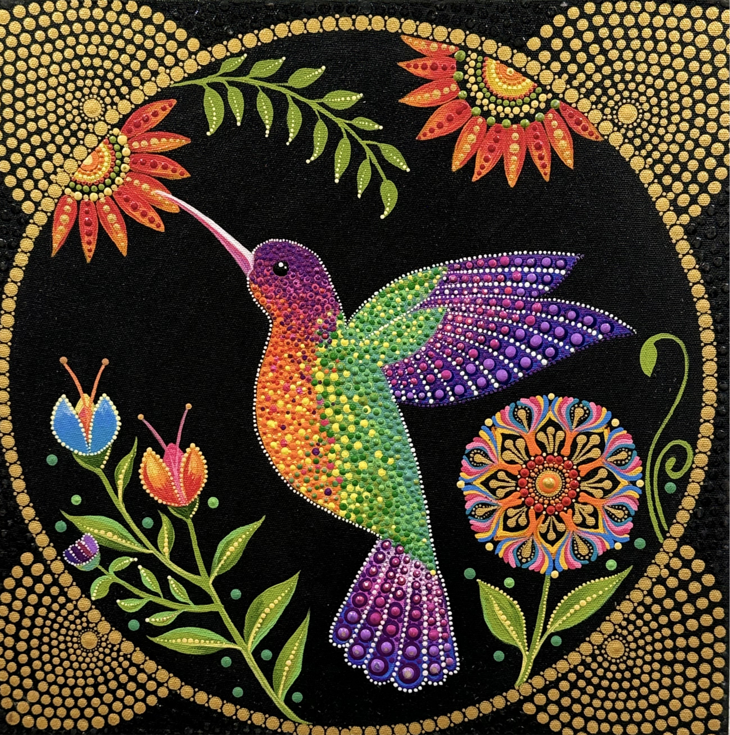 Gorgeous Hand Painted Dot Painting Wall art