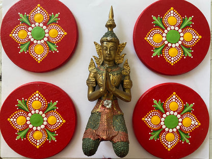 Hand Painted Coaster Set of 4