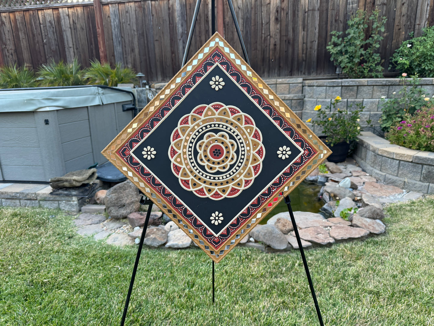 Gorgeous Hand Painted 18 inch Lippan Wall Art