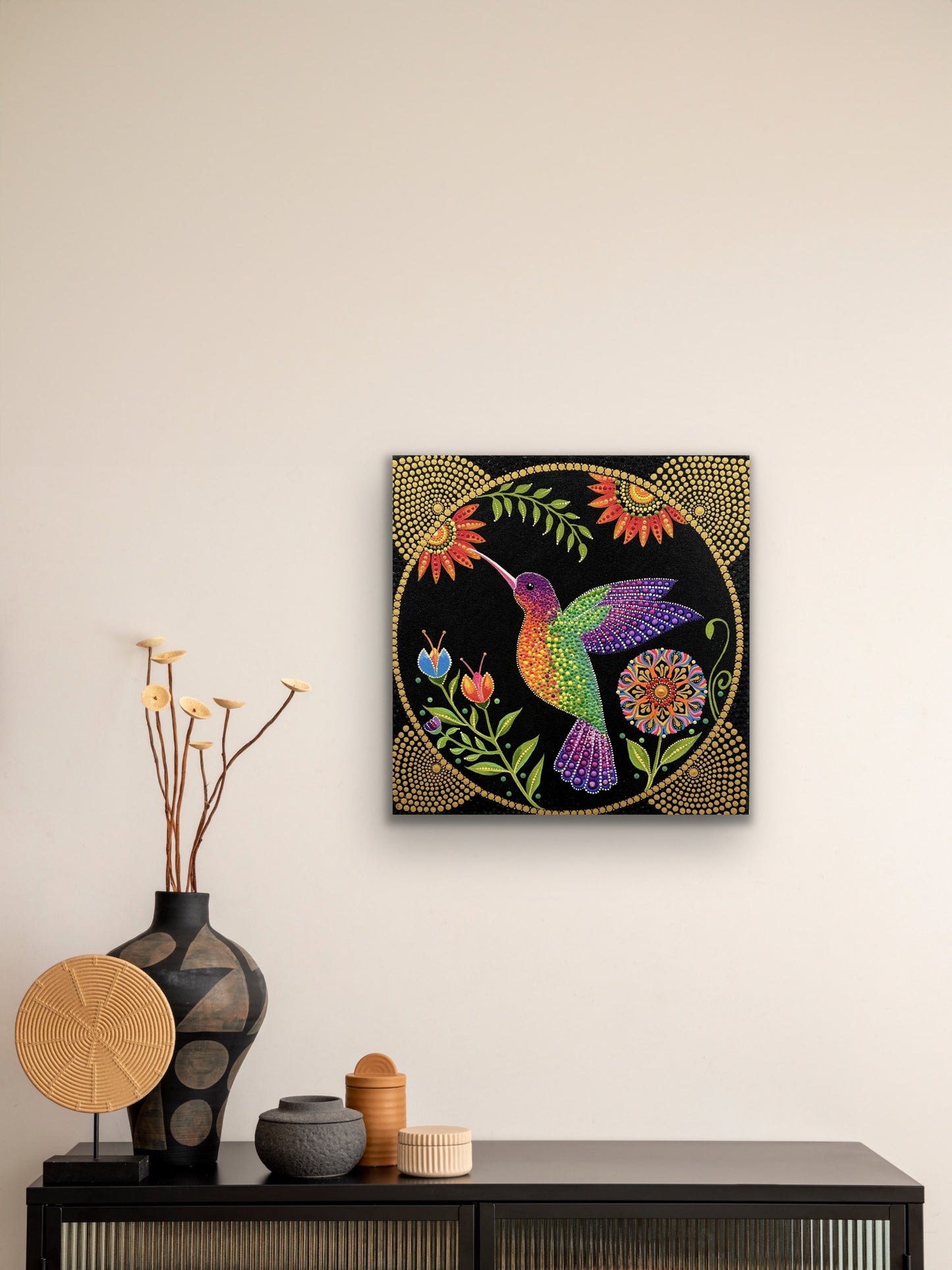 Gorgeous Hand Painted Dot Painting Wall art
