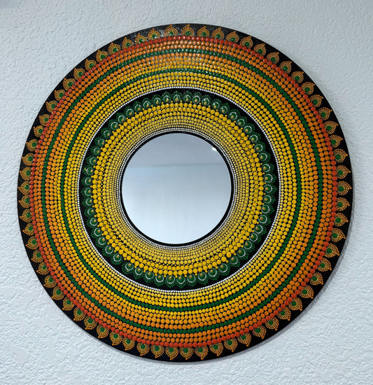 Gorgeous 18 inch Dot Mandala Wall Art with center mirror
