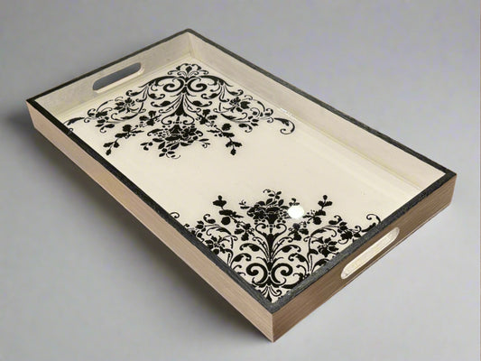Beautiful, artistic Hand Painted Wooden Tray with handles